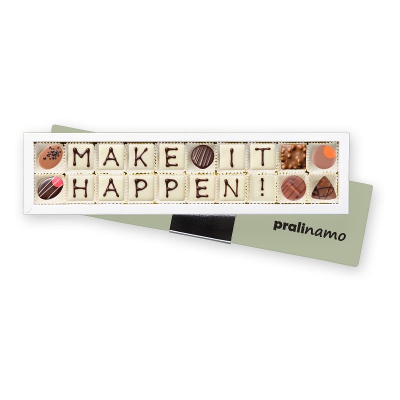 Motivationsgeschenk „Make it happen“ – Pralinen für Erfolg & Umsetzung