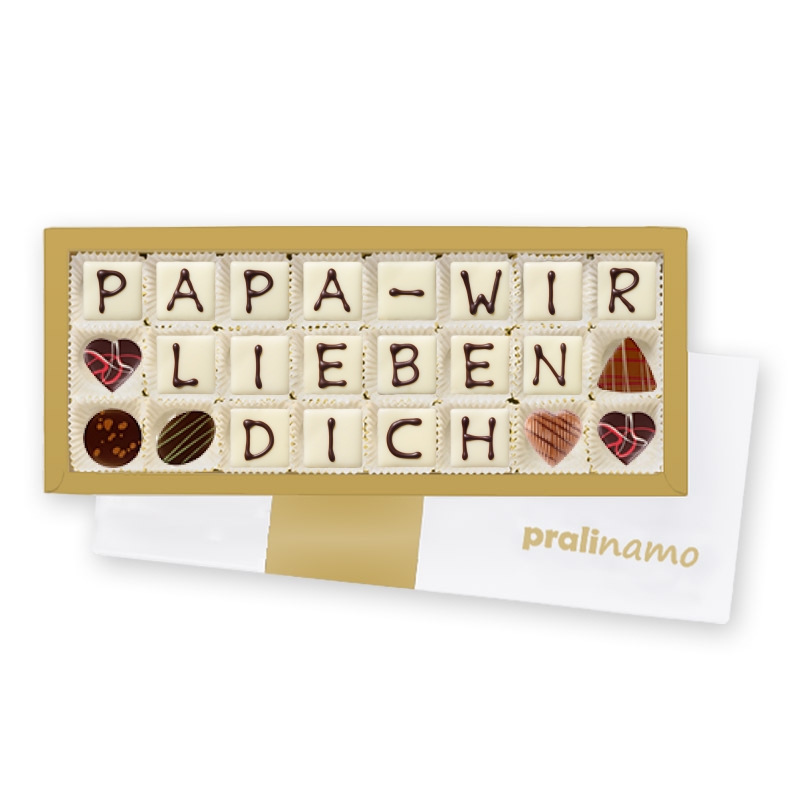 Papa – wir lieben dich - Pralinen zum Vatertag verschenken Papa – wir lieben dich - Pralinen zum Vatertag verschenken