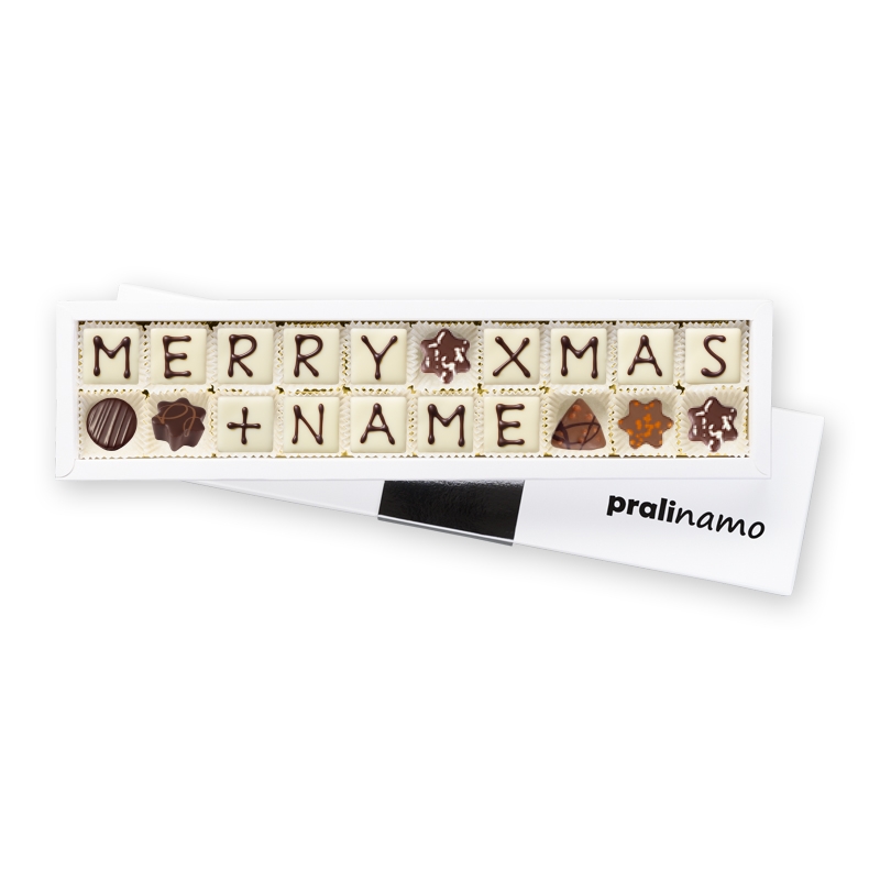 Merry XMAS + Name – 20er Pralinenbox Merry XMAS + Name – 20er Pralinenbox
